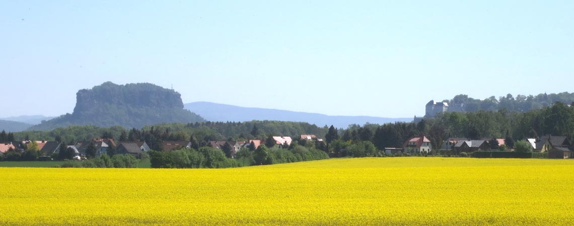 Blick über den Ortsteil Siedlung zum Lilienstein
